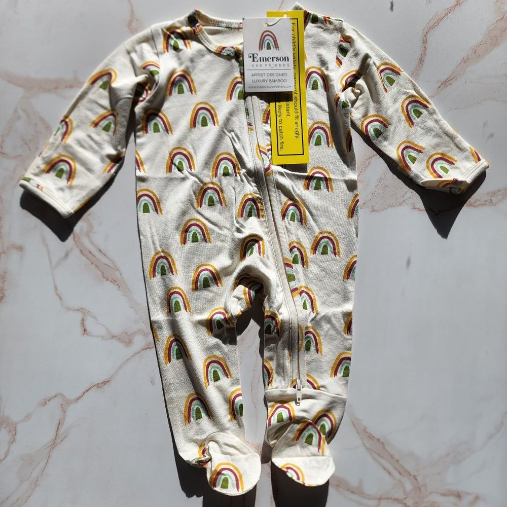 Bamboo Pajama Rainbow Convertible Footie Romper